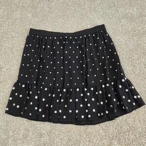 Michael Kors Women's Black Polka Dot Skirt Size L, Sheer, Lined Side Zip New‎